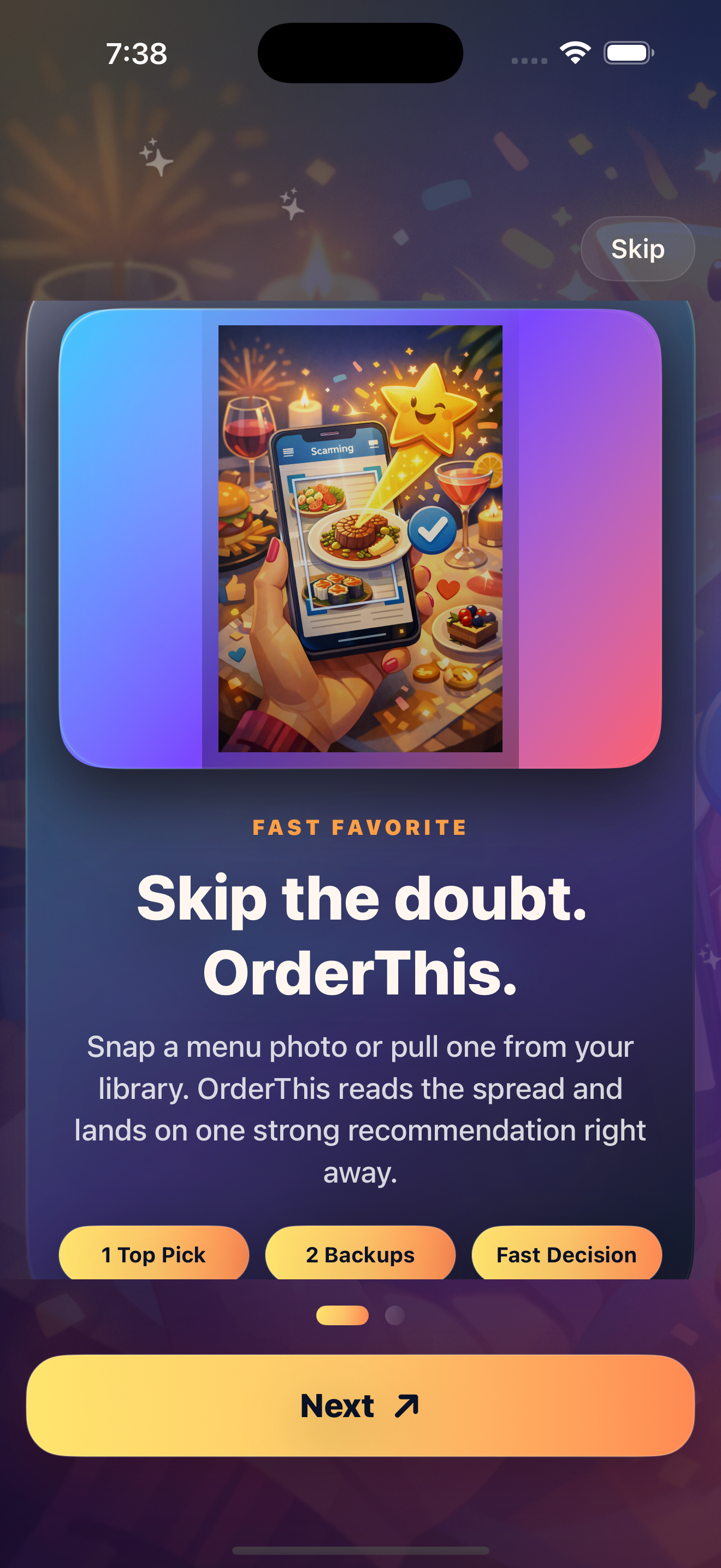 OrderThis onboarding screens introducing the core flow